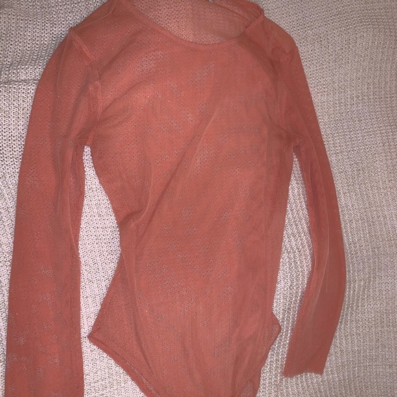Orange Mesh Bodysuit - Picture 2 of 3